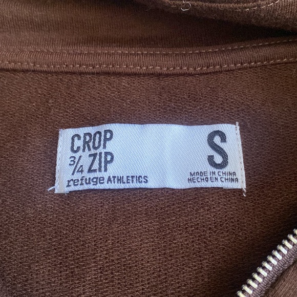 women’s small brown, cropped, half zip sweater - Picture 2 of 3